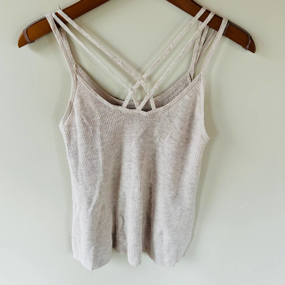 American Eagle size M strappy cross front sweater knit tank cream white